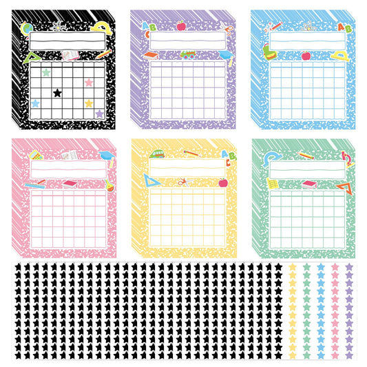 Sabary 120 Pack Composition Incentive Charts for Classroom with 59 Sheets 4248 Pcs Star Incentive Chart Stickers for Students Writing Achievement Progress Tracking Home Behavior Positive Reinforcement