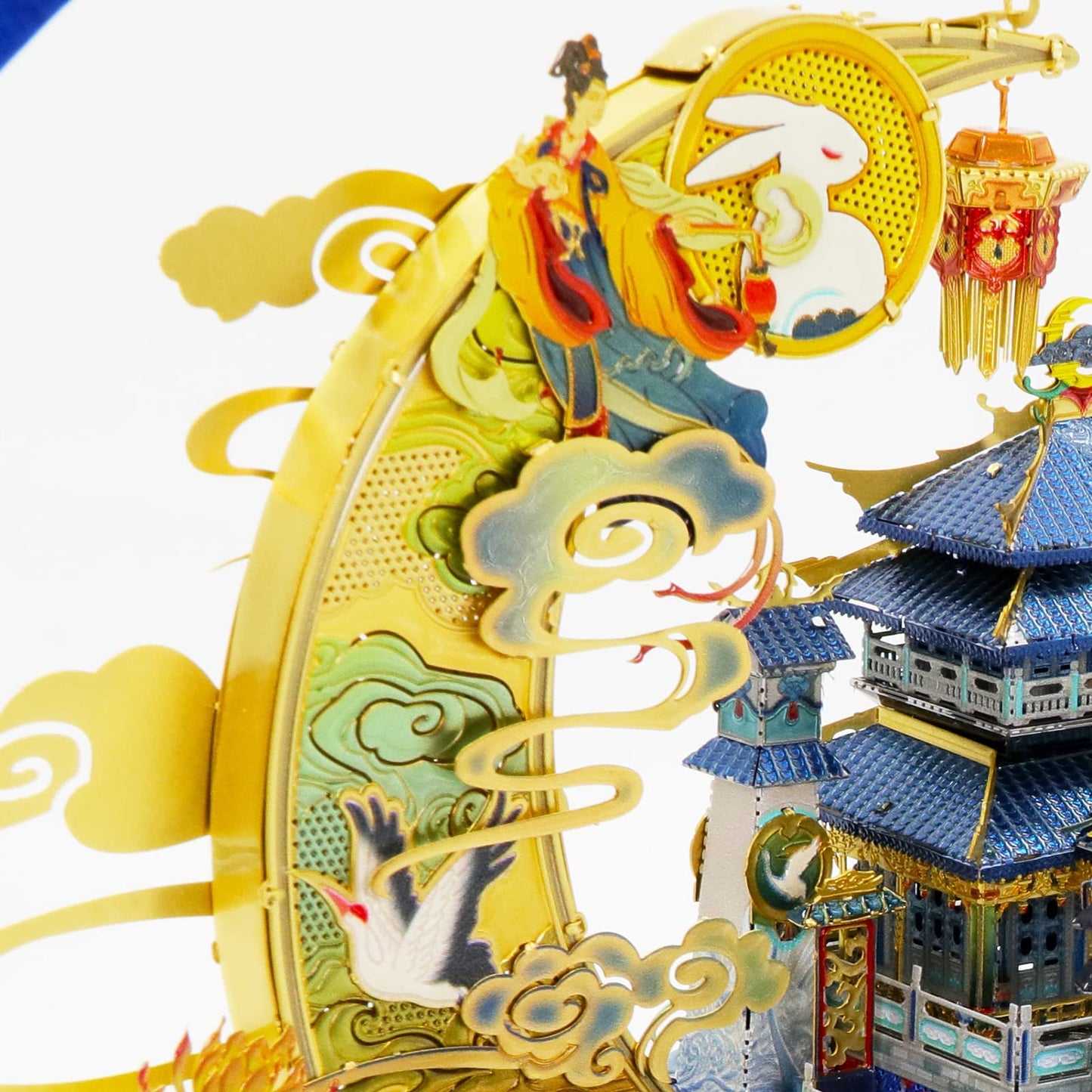 MU Moon Palace 3D Metal Puzzles for Adult to Build Assembling with Lighting Holder, Floating Building Craft Kit Mythical Island Model DIY Sets Metal Model Kits Building, Birthday Gift Home Desk Decor