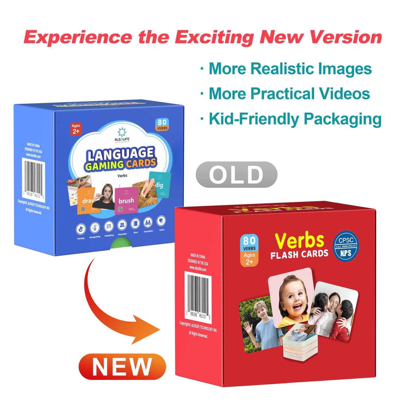 ALSOLIFE 80 Verb Cards Speech Therapy, Videos for Fun Learning, Sturdy and Durable Action Verbs Flash Cards for Kids, Speech Therapy Materials for Autism Non Verbal Autistic Kids Ages 4-8