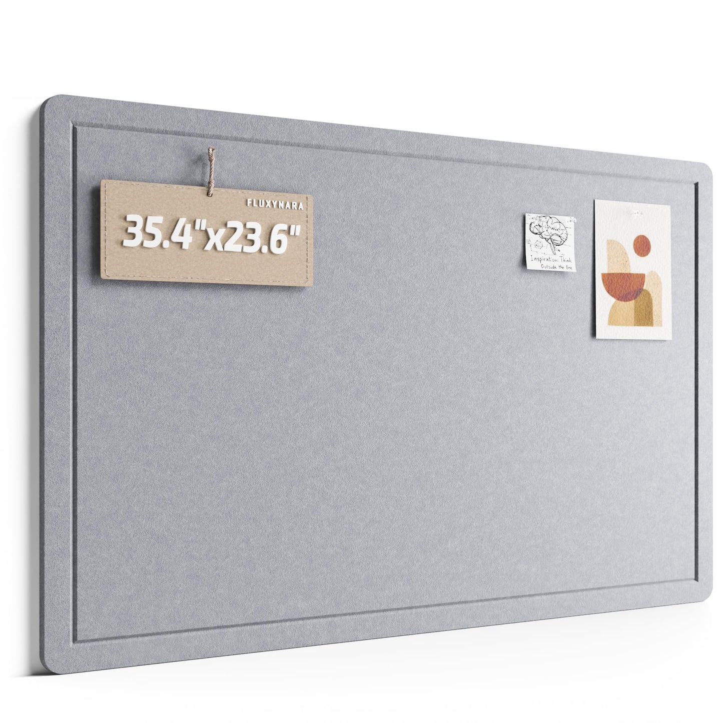Fluxynara Bulletin Board,35.4" x 23.6" Cork Board Alternative with 12 Safe Removable Adhesive Tabs, Foldable Felt Pin Board for Home Office, Classroom, Bedroom,Entryway for Walls—Soft Gray