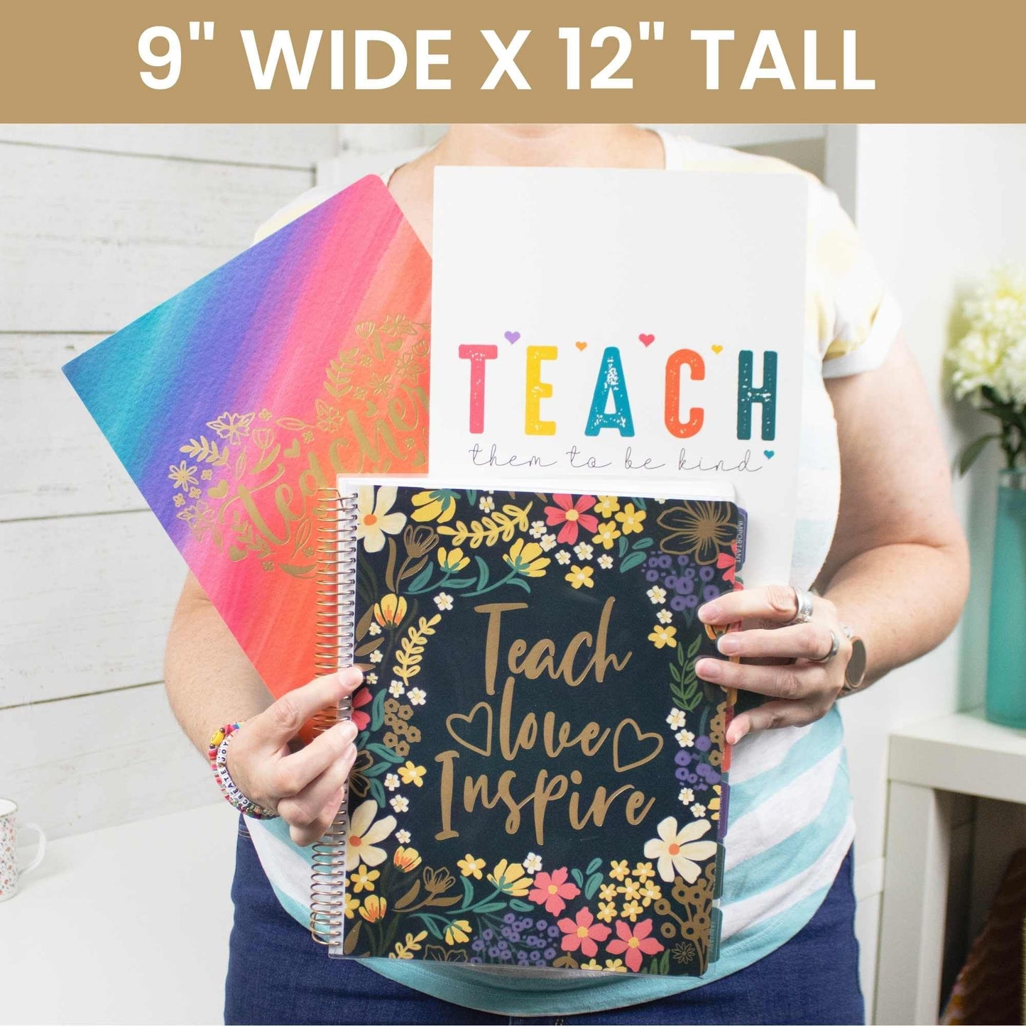 bloom daily planners Undated Academic Year Teacher Planner & Calendar - 7 Period Lesson Plan Organizer Book with Frosted Cover (9" x 11") (Interchangeable Cover) - Bold & Bright