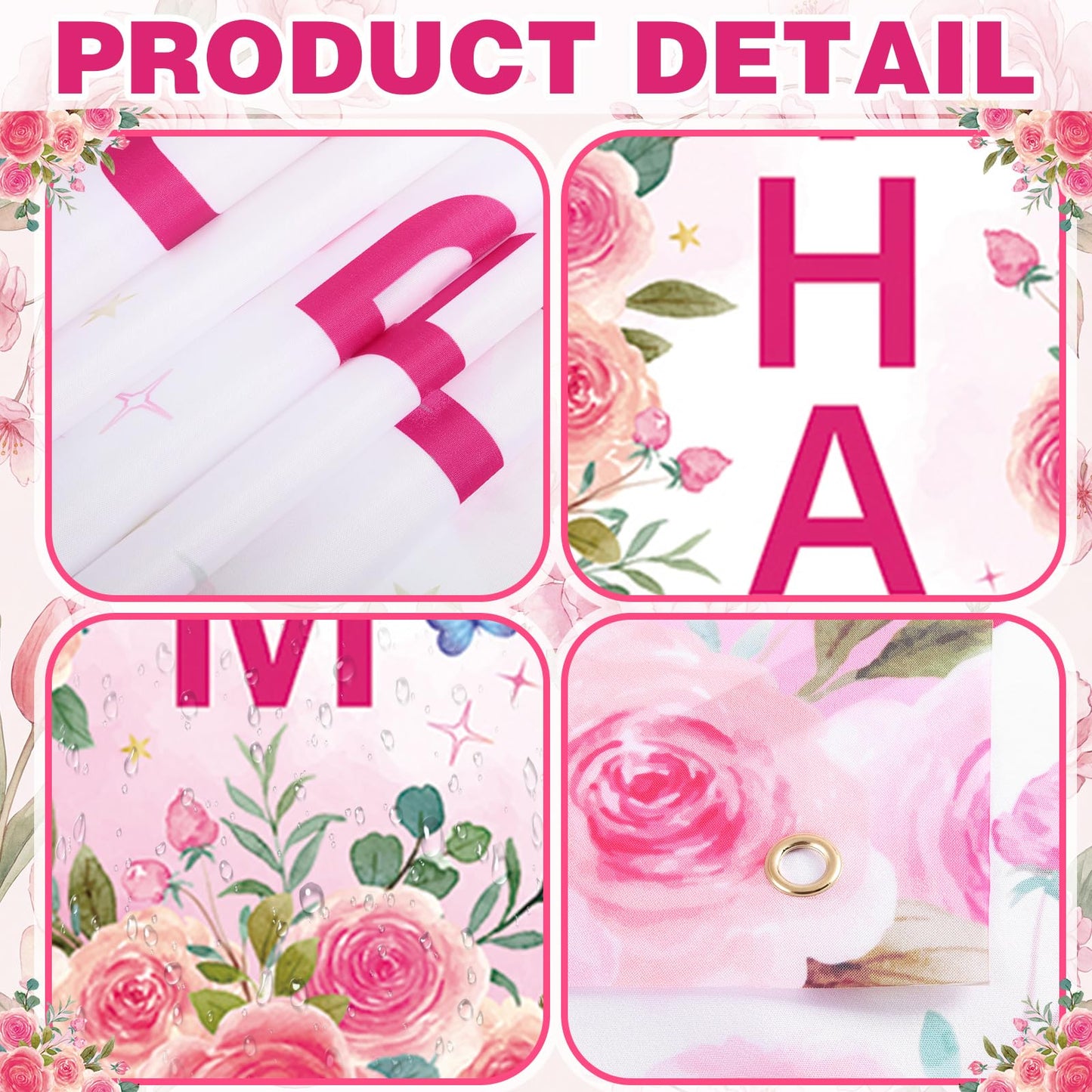 Fanfanwin 3 Pcs Pink Happy Mother's Day Banner Set Thank You Mom Front Door Banner Rose Floral Mother Decor You Are The Best Mama Party Supplies Decorations for Women Mama Wife Hanging Home Decor