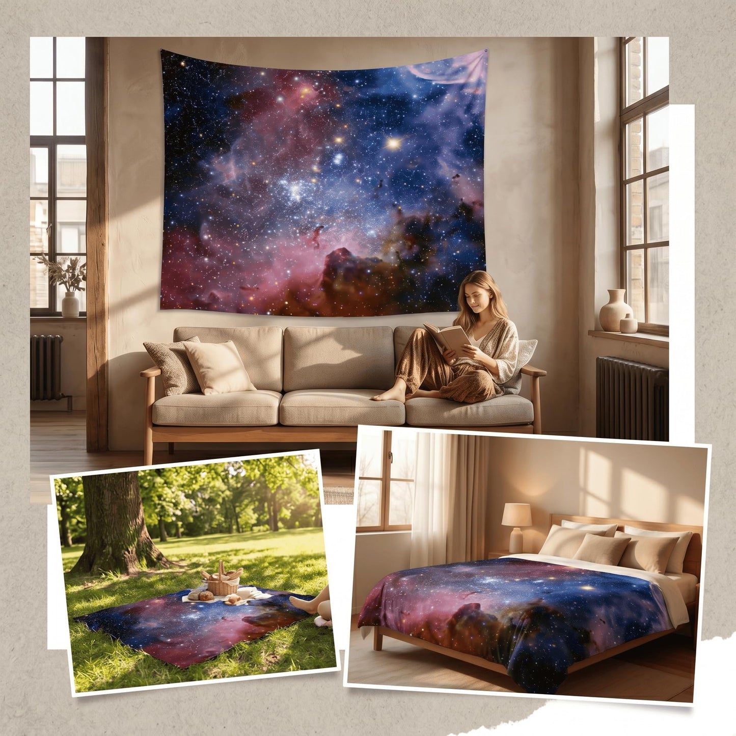 goodbath Space Wall Tapestry, Universe Galaxy and Star in Outer Space Wall Hanging for Living Room Bedroom Dorm, 80" x 60", Colorful