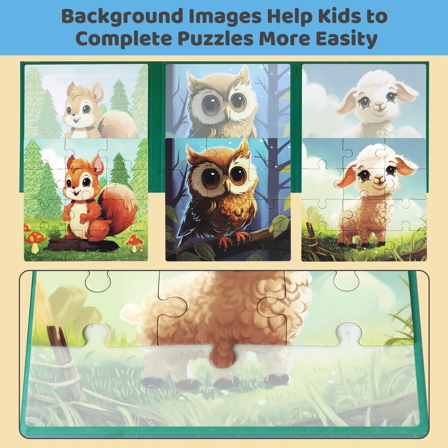Magnetic Puzzles for Toddlers 3-5 36PCS-3 Animal Themes Magnetic Puzzles for Kids 4-6 Travel Puzzle for Airplane/Car/Road Trip/Gift Toys for 3 4 5 6 Year Old Girls and Boys