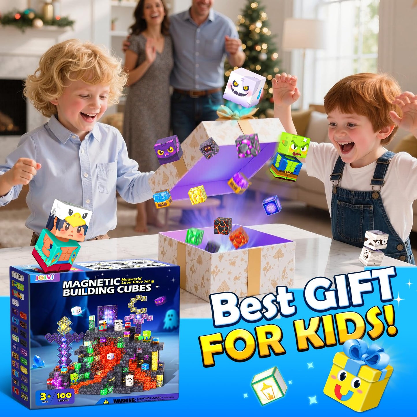 IGIVI Magnetic Blocks - Build Mine Magnet World, STEM Magnetic Building Blocks for Kids Ages 4-6 6-8 8-12, Building Toys Games for Boys Girls Ages 3+, Birthday Toys Gifts for Kids Toddlers