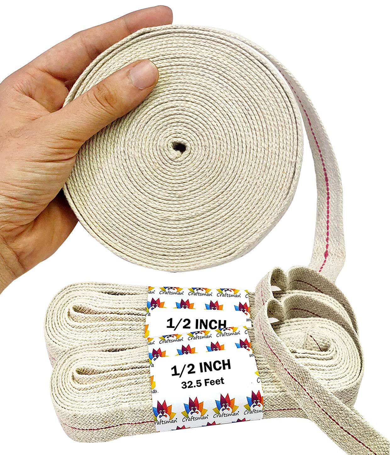 Craftsman Flat Cotton Wicks, 1/2 Inch, 65 Feet, for Kerosene Oil Lamps, White, Model DIYA102, 2 Roll Pack