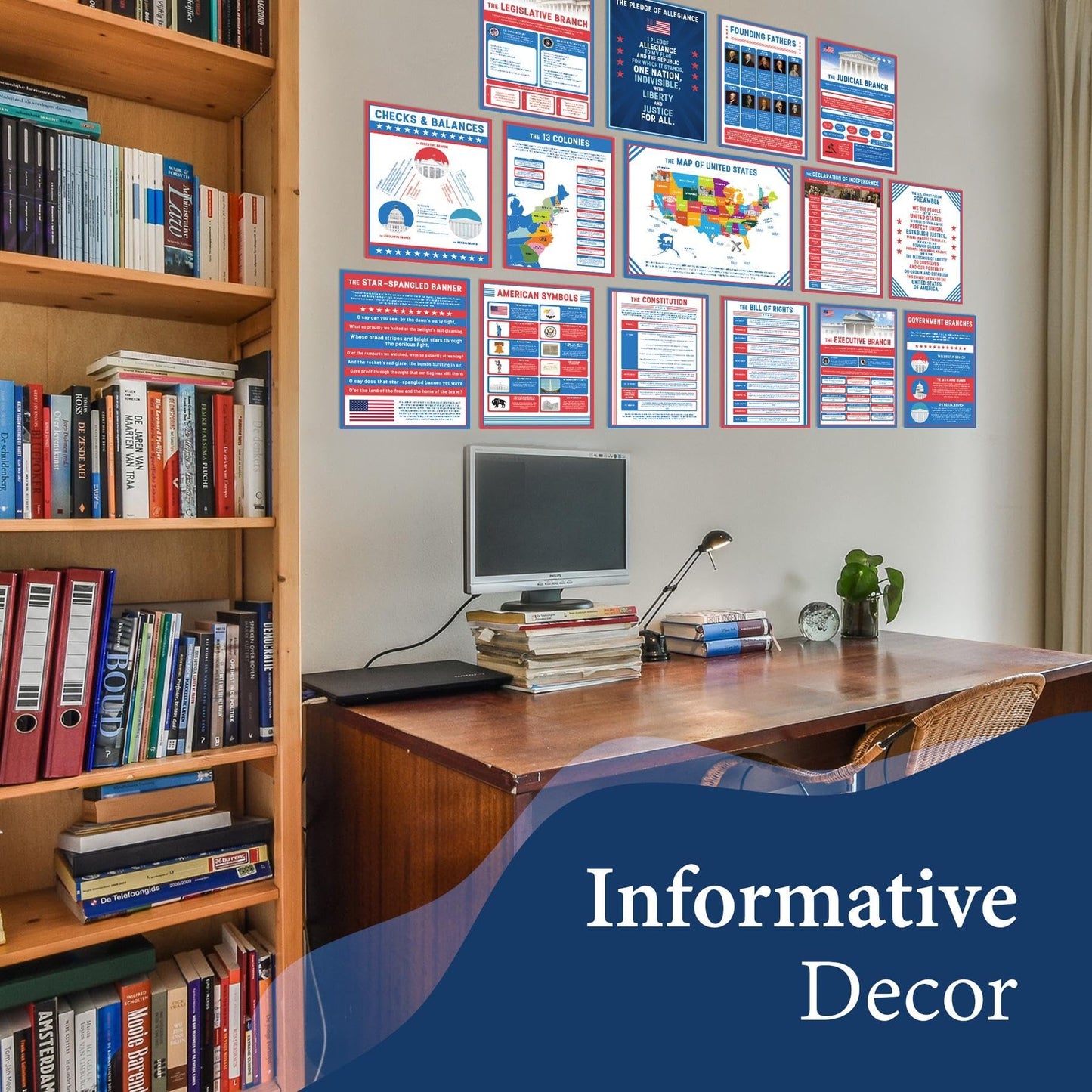 Wallbuddy US Government Educational Classroom Posters Set of 15 | Unframed Government Structure Civics & History Decor | American Teacher Must Have Classroom Essentials High School (12x16)