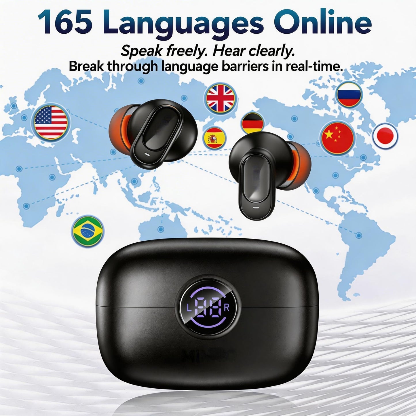 QYGCKJ NE79 Translation Earbuds Real Time, 2026 New AI 165 Language Translator Earbuds, Audifonos Traductores Inglés Español, Translate Ear Buds for Travel Learning Learning