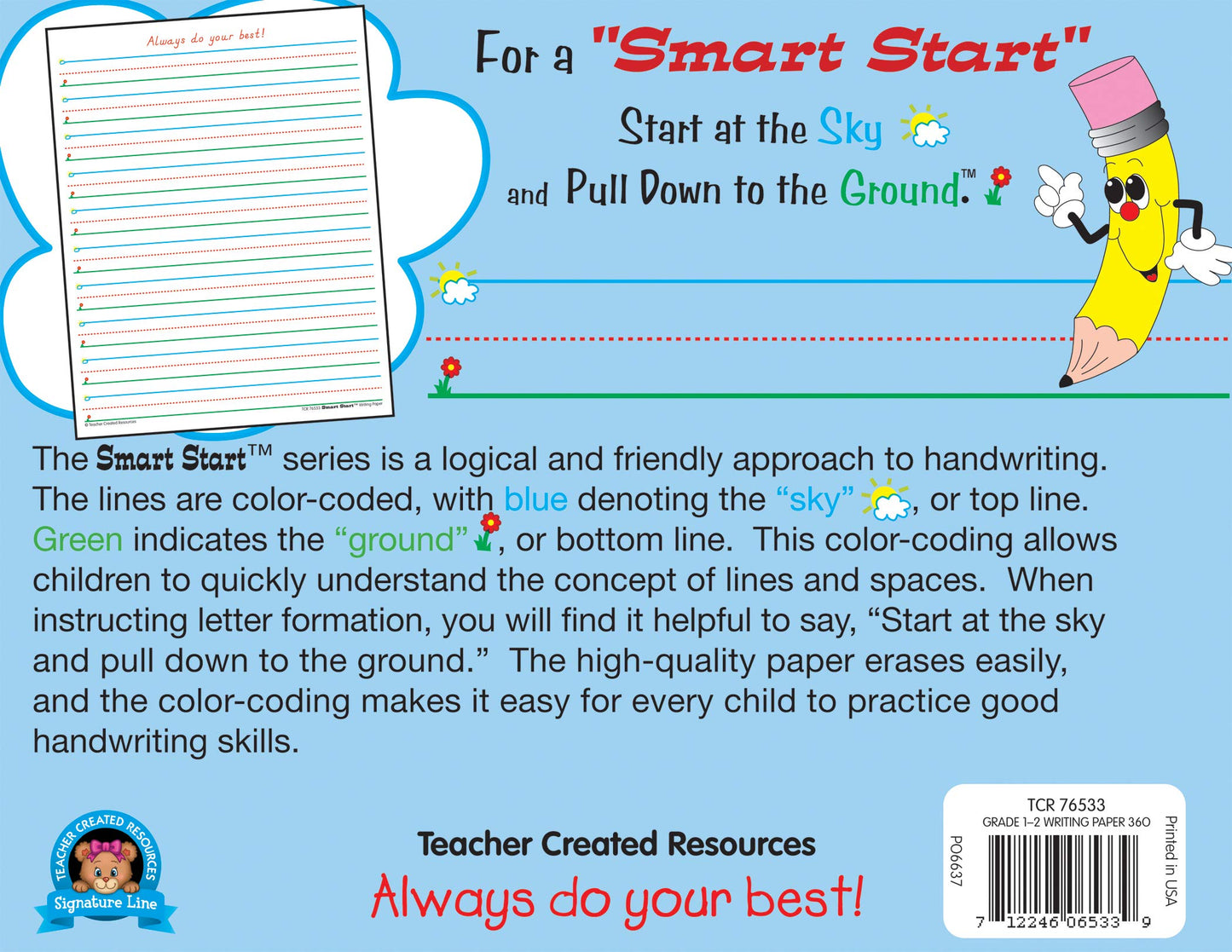 Teacher Created Resources Smart Start 1-2 Writing Paper: 360 Sheets (TCR76533)