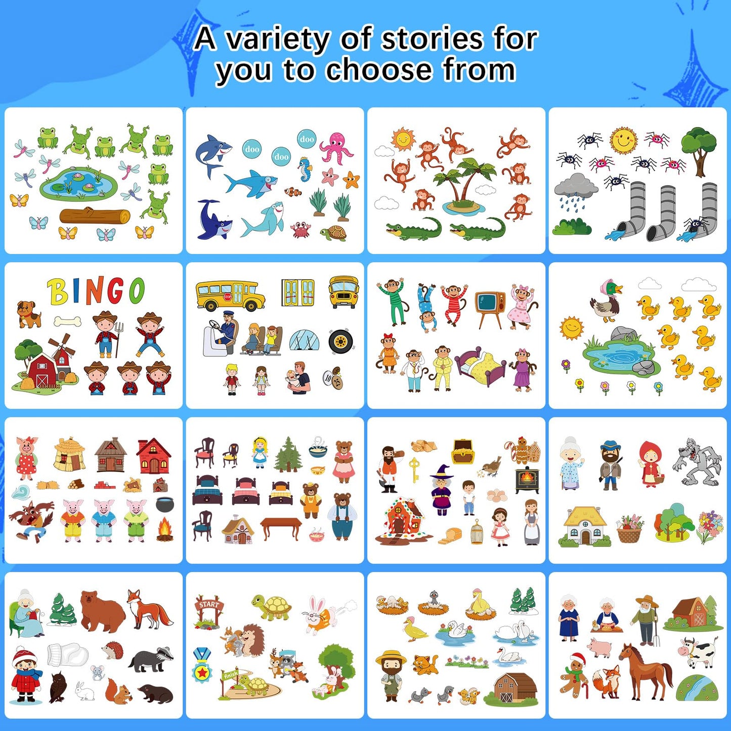 Windkream 13 Pack Felt Board Bible Stories Set, Flannel Board Stories with A Felt Pieces Storage Binder for Preschool Activities(Lovely Style)