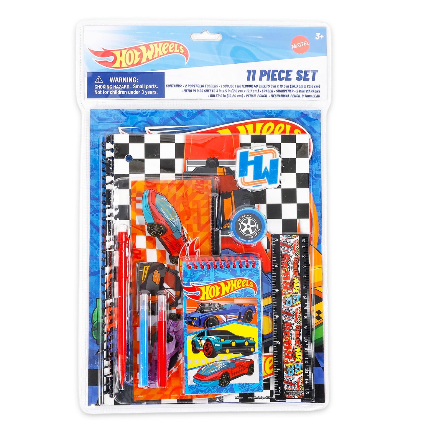 Hot Wheels Back to School Set for Kids - 11 Piece Bundle with Folders, Notebook, Pencils, Stickers, and More | Hot Wheels School Supplies