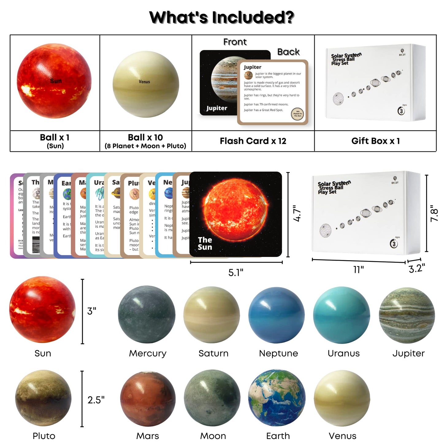 Planets for Kids Solar System Toys 3-5, Solar System for Kids, Space Toys for Kid 5-7, Science Toy Model, Space Balls, Astronaut Toy