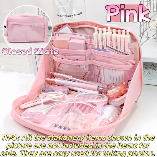 UIVXXUD Kawaii Cute Aesthetic Pencil Case - Large Capacity Canvas Pen Pouch Bag