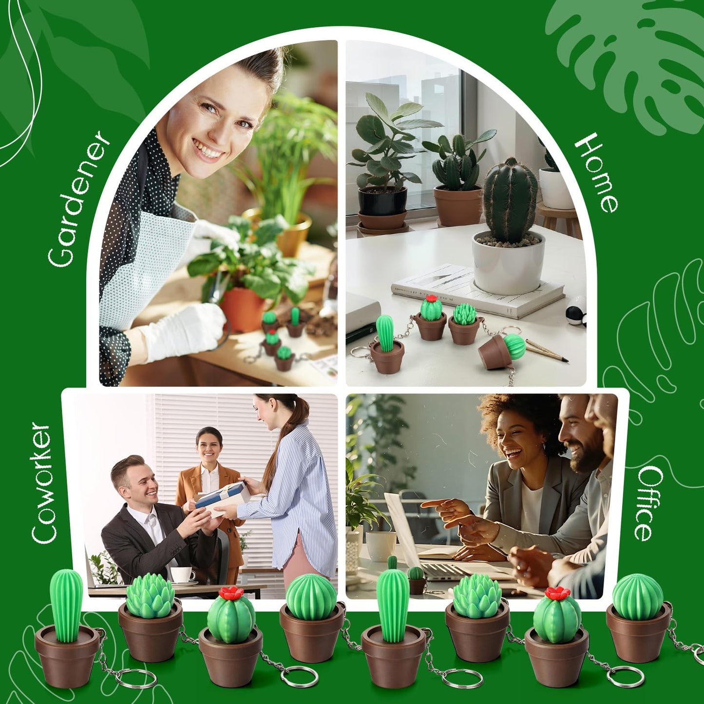 Gerrii 24 Sets Plant Lover Gifts Succulent Cactus 3D Clicker Fidget Keychains Inspirational Cards Bulk 3D Press Stress Relief Sensory Keychain Employee Appreciation Positive Gifts for Coworker Teacher