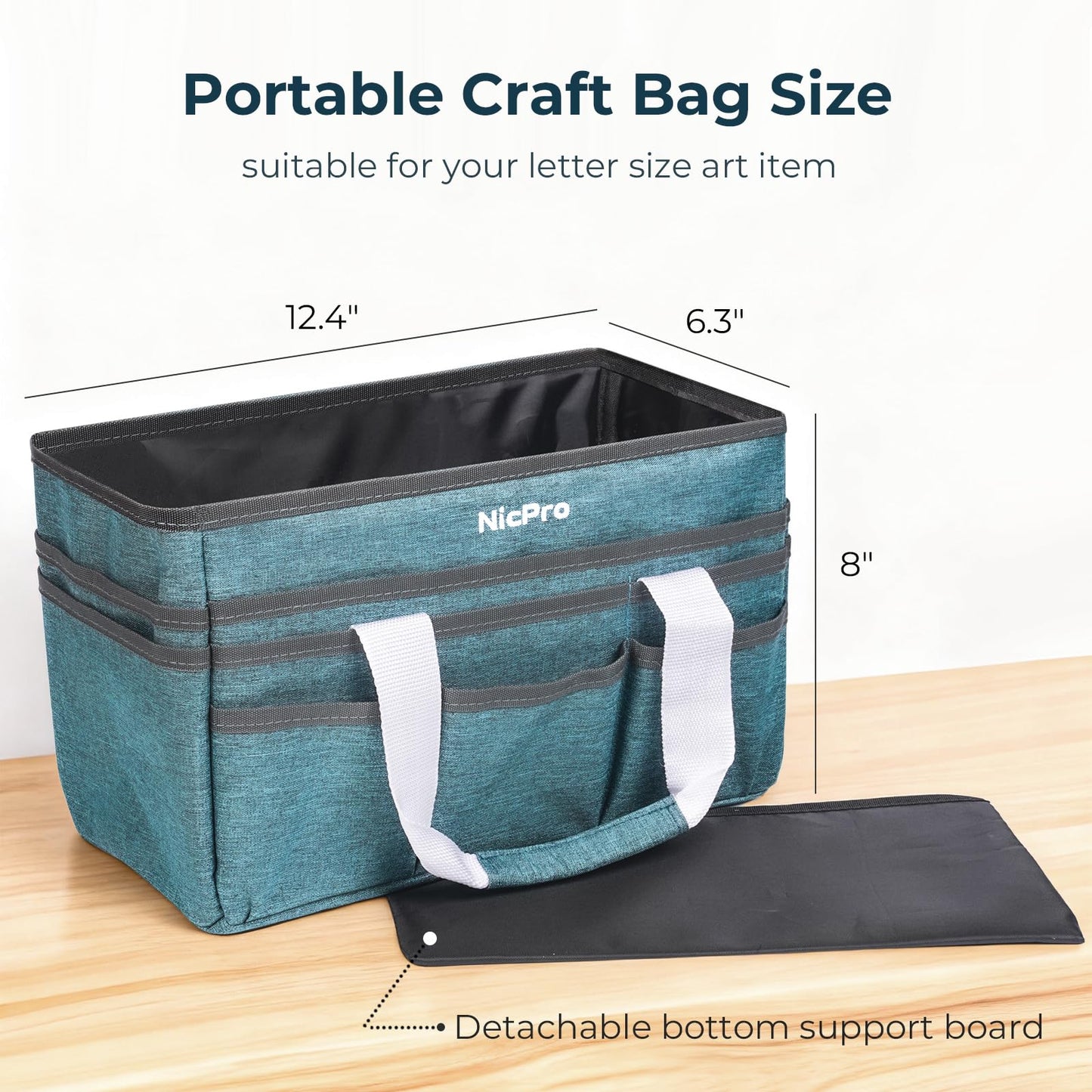 Nicpro Craft Organizer Art Bag, Tote Bag For Art Supply Storage, Portable Supply Organizers Caddy with Multiple Pockets, Craft Bag for Drawing, Scrapbooking, Journal, Sewing, School, Office Supplies