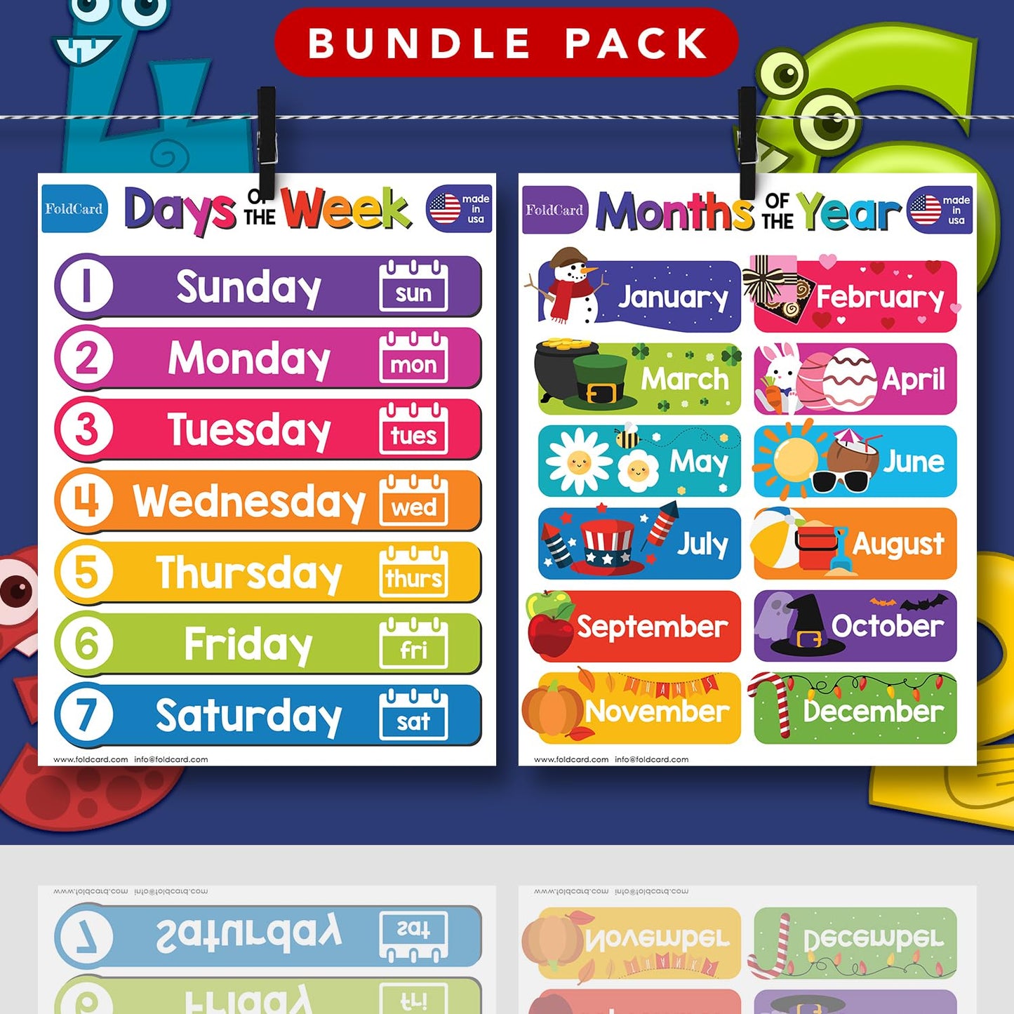 Beginner Bundle – 7 Educational Posters – Classroom and Homeschool Learning Chart Decorations and School Supplies Materials, Preschool to Grade 3 | Printed on Durable and Glossy Cardstock | 8.5" x 11"