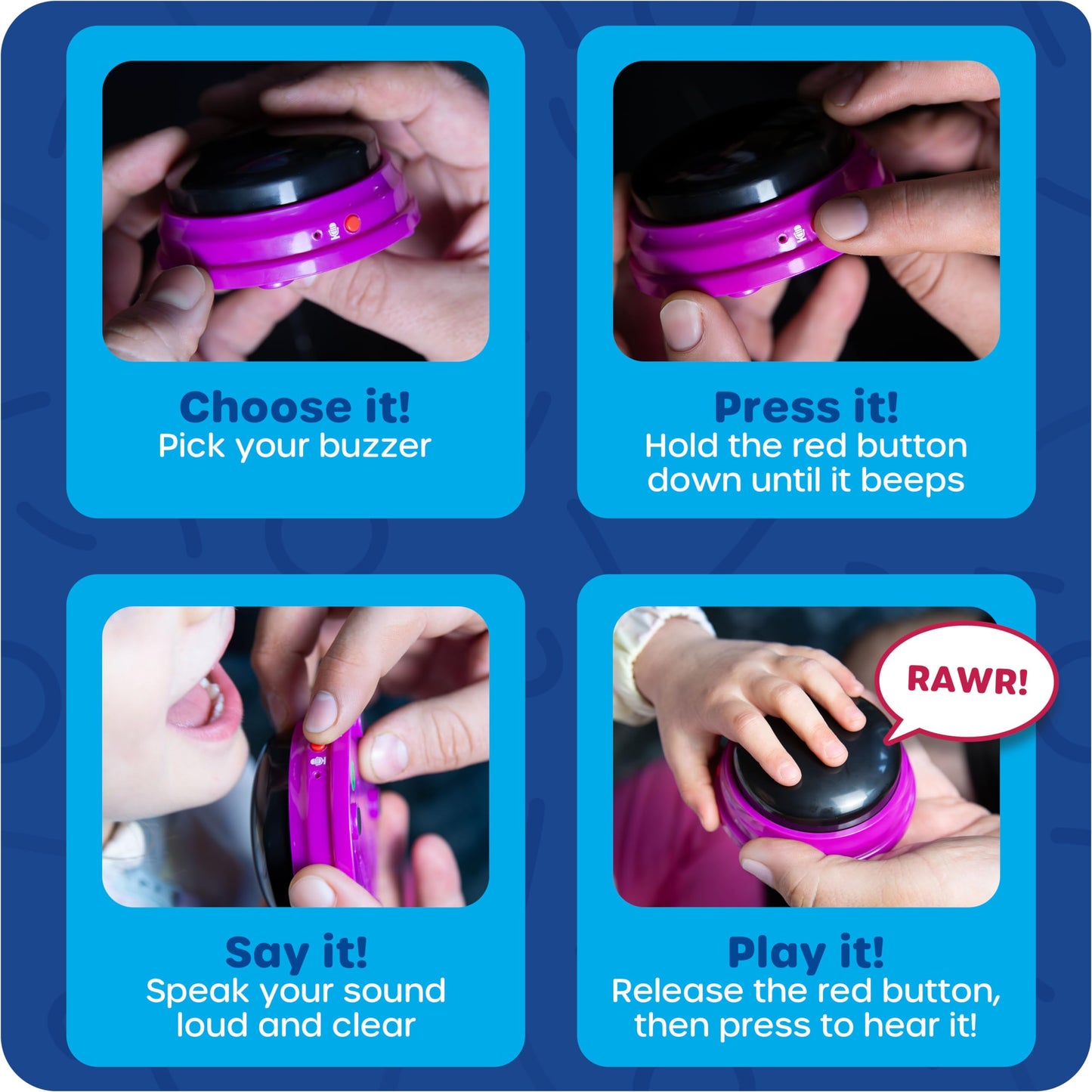 Learning Resources Recordable Answer Buzzers - Classroom Must Haves Supplies, Kids Toys, Sound Effect Button, Family Game Shows For Trivia, Participation Tools Boys and Girls Birthday Gifts