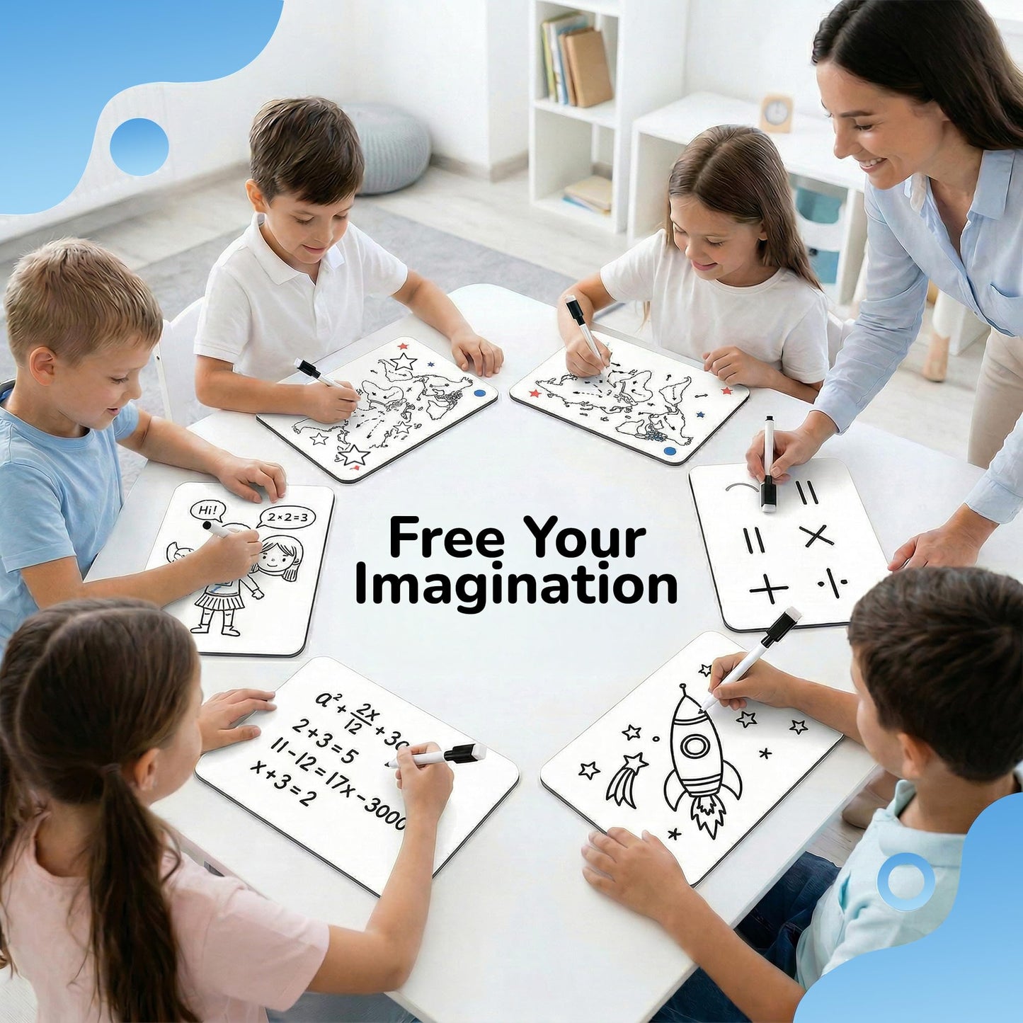 26 Pack Dry Erase Lapboards 12" x 9" - Double Sided Small Dry Erase Boards with 26 Markers & Erasers - Bulk Mini White Boards for Students, Kids, Teachers & School - Classroom Whiteboard Supplies