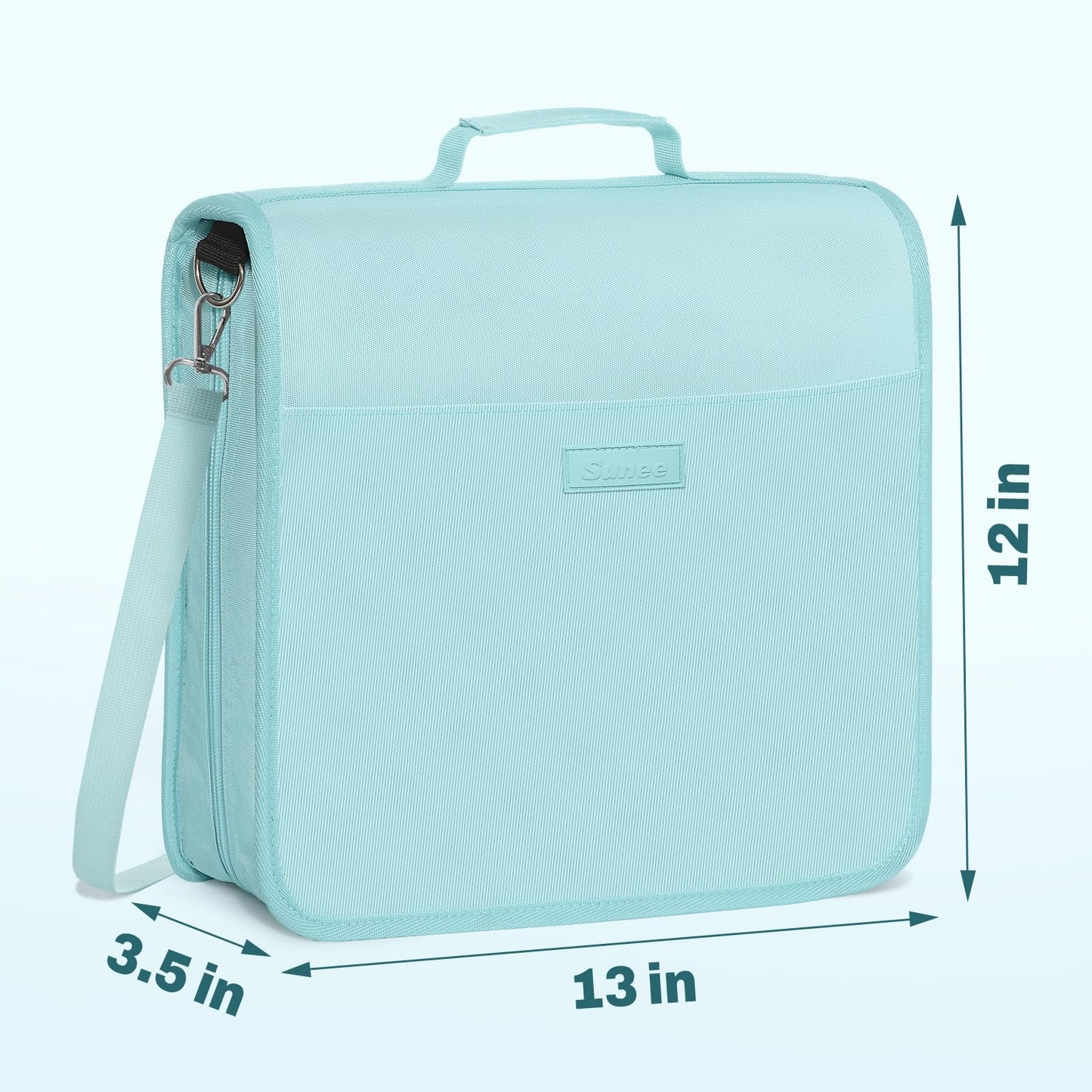 SUNEE Zipper Binder 3 Ring, 3 Inch O-Ring with Handle and Shoulder Strap, 600-Sheet Capacity, 5-Tab Expanding File Folder, Multi-Pockets for Middle School Organizer Binder with Zipper, Sky Blue