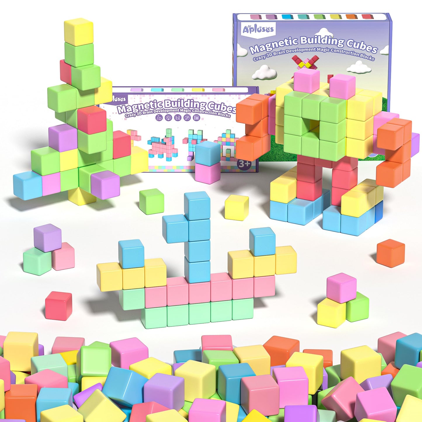 Apluses 104PCS Magnetic Blocks, Essential Creative Learning Toys for Kids | Preschool Montessori Sensory Autism-Friendly Magnet Toys for Boys and Girls Ages 3-6