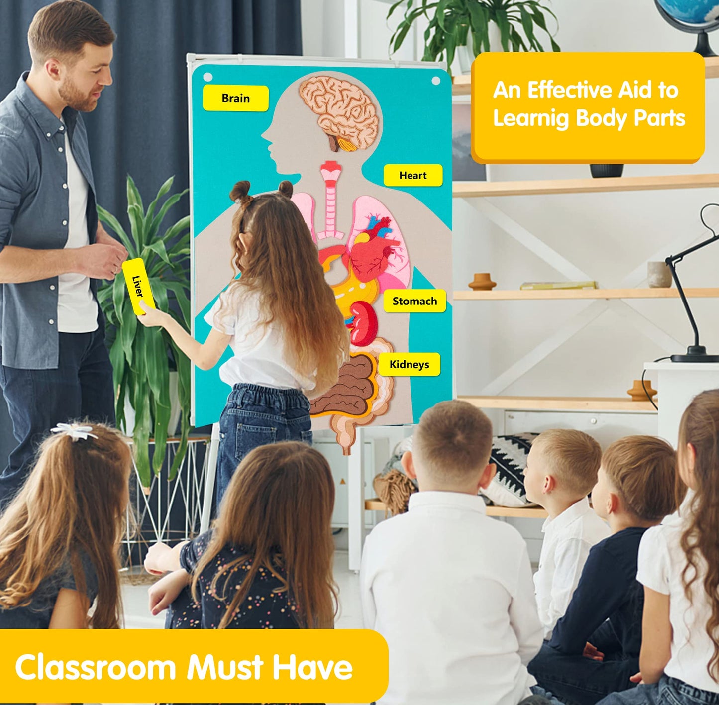 Craftstory Teaching Body Parts Felt Board Stories for Toddlers, Arts Crafts Toys for Kids Sensory Activities Teacher Daycare Supplies