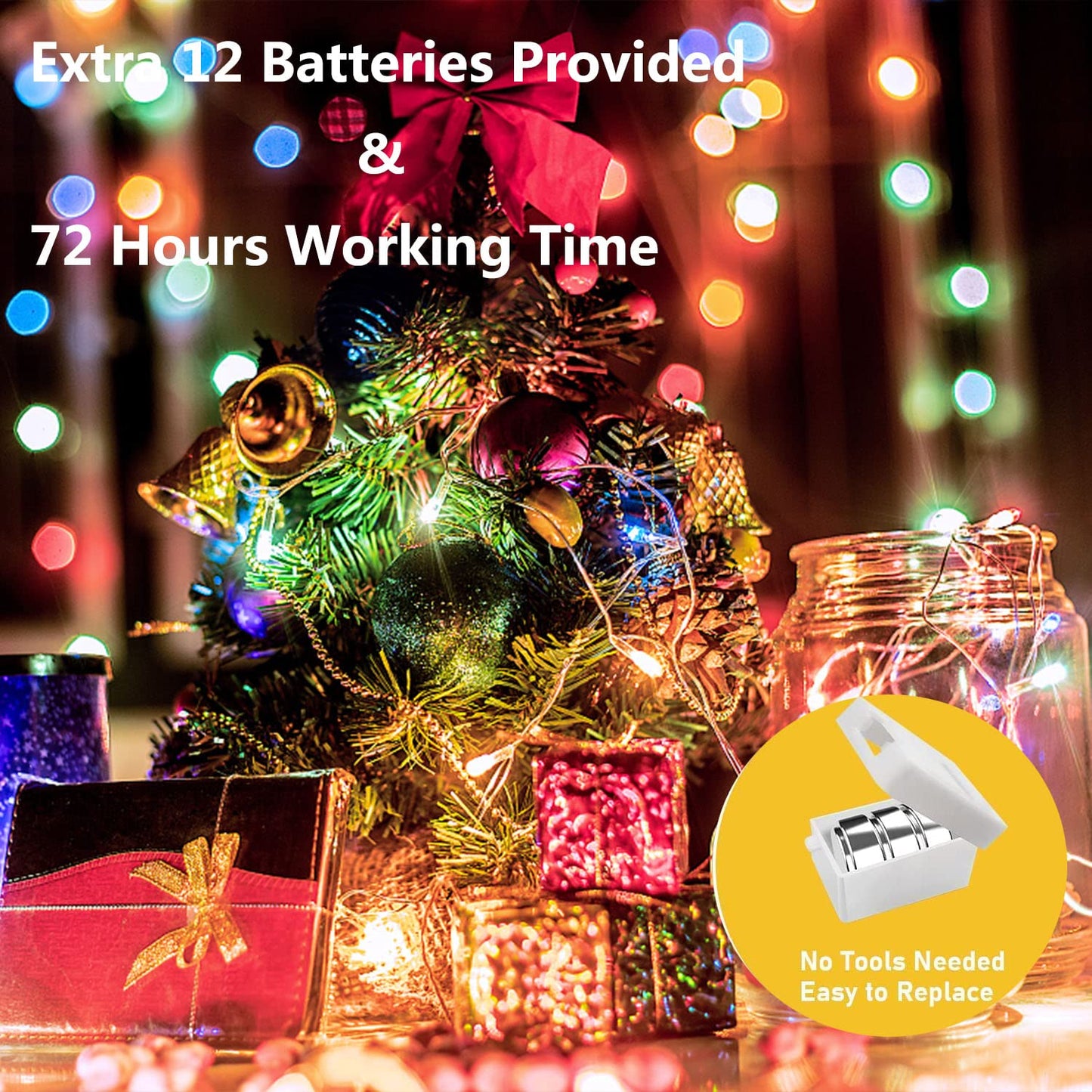 Merfino 10 Pack Fairy Lights - 20 LED, 7Ft Waterproof Copper Wire, 3 Speed Modes, Multicolor, Model ZLDC01#