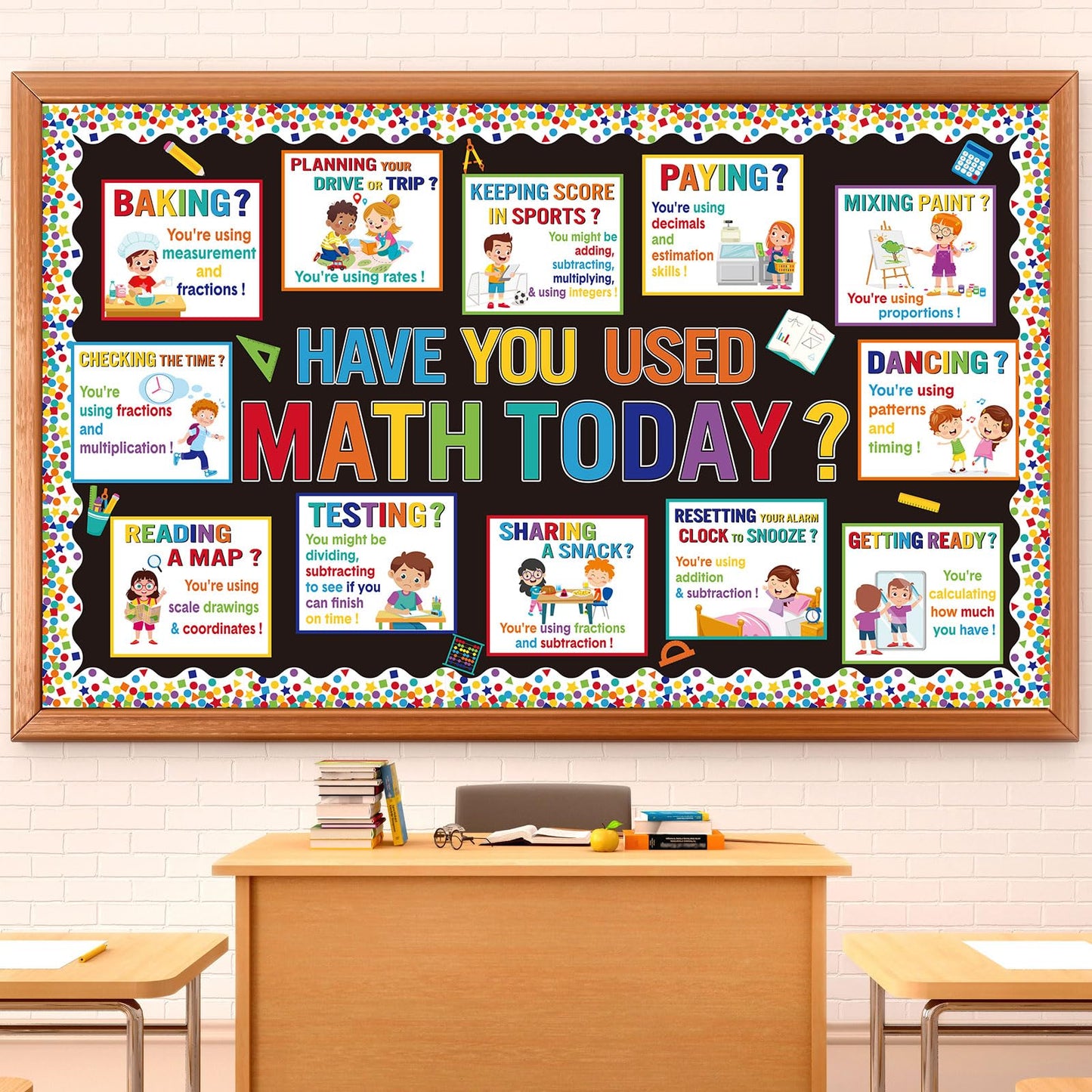 Pajean 85 Pcs Math Bulletin Board Set Math Posters Classroom Decorations for Elementary Middle High School Mathematics Education Posters Teacher Supplies(Retro)