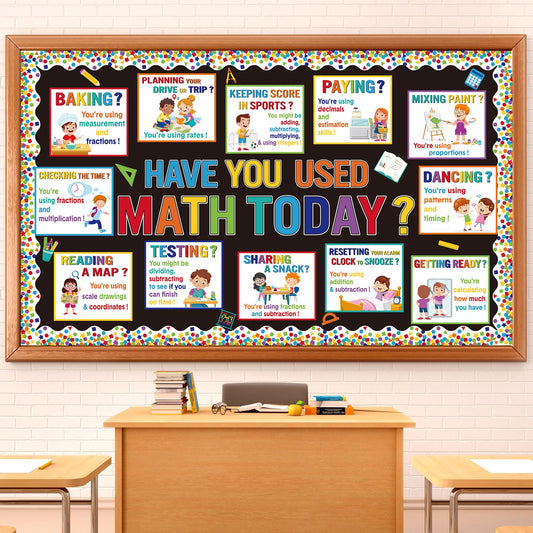 Pajean 85 Pcs Math Bulletin Board Set Math Posters Classroom Decorations for Elementary Middle High School Mathematics Education Posters Teacher Supplies(Retro)