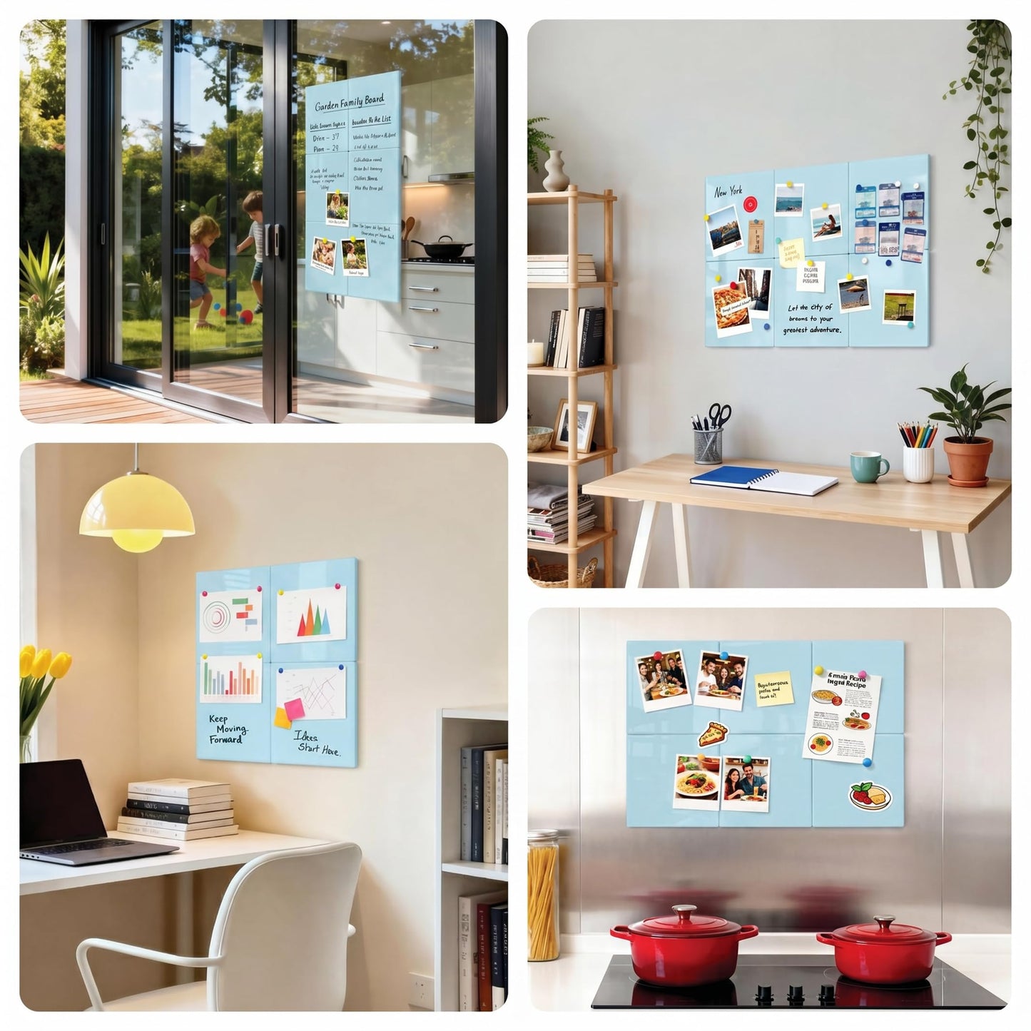Comix Magnetic Board, 6 Pack Magnetic Whiteboard for wall, 11.8 x 11.8 Inches Dry Erase Board for Kids, Students, White Board Dry Erase Set for Fridge, Office and Home, Light Blue