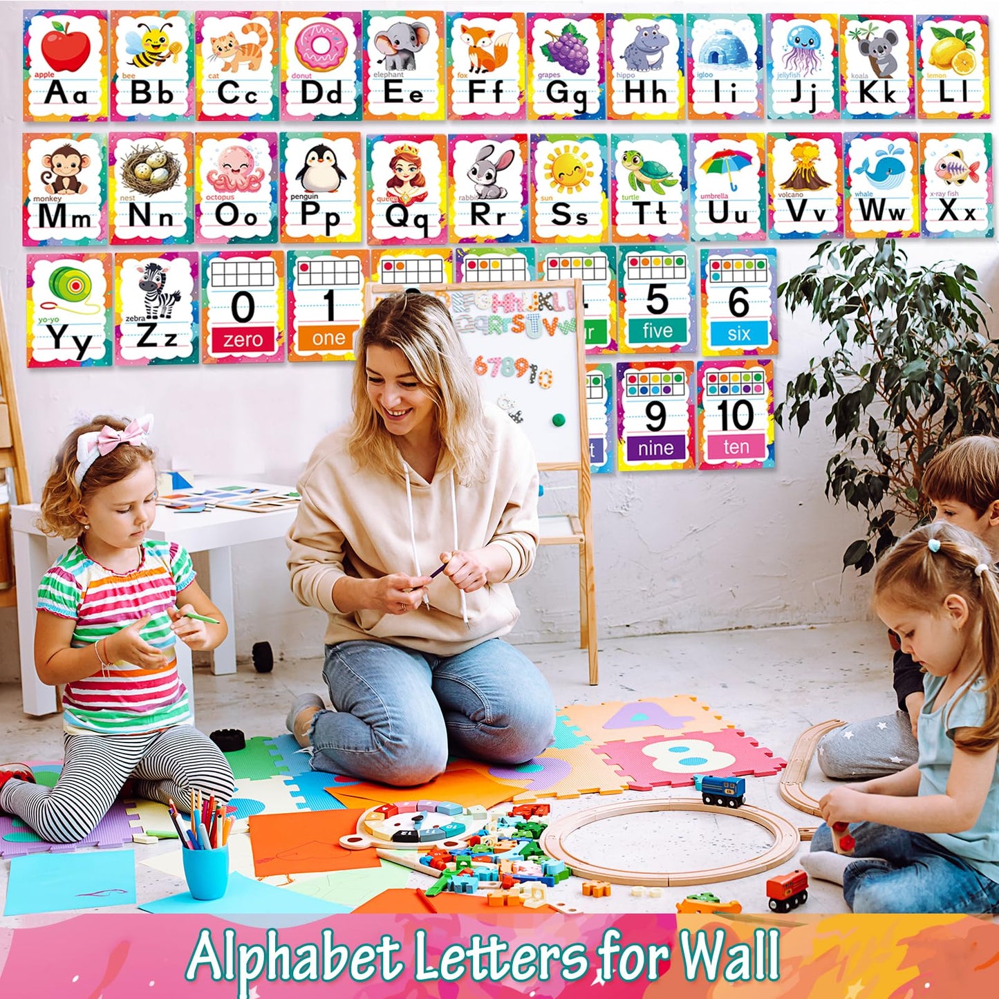 Adduster Alphabet Letters for Wall - ABC Alphabet Poster Classroom Wall Alphabet Alphabet Wall Chart Kindergarten Elementary Classroom Wall Decor Daycare Homeschool Supplies (Write Badly)
