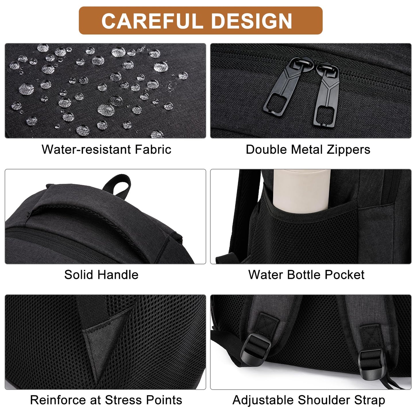 Kuosdaz Black Backpack for Men, School Backpack for Boys Teens, High School Bookbag