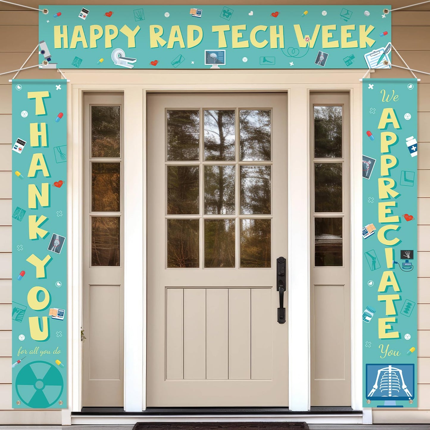 Fanfanwin 3 Pcs Happy Rad Tech Week Banner Rad Tech Appreciation Gifts Thank You Radiologic Technology Week Party Supplies We Appreciate Backdrop Thanks All You Do Decorations for Doctor Nurse
