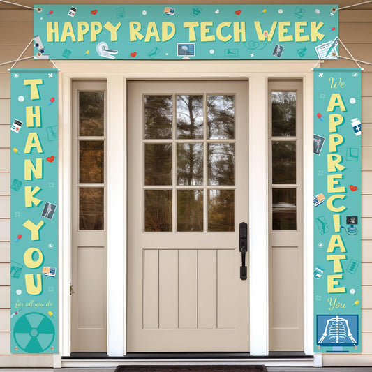 Fanfanwin 3 Pcs Happy Rad Tech Week Banner Rad Tech Appreciation Gifts Thank You Radiologic Technology Week Party Supplies We Appreciate Backdrop Thanks All You Do Decorations for Doctor Nurse