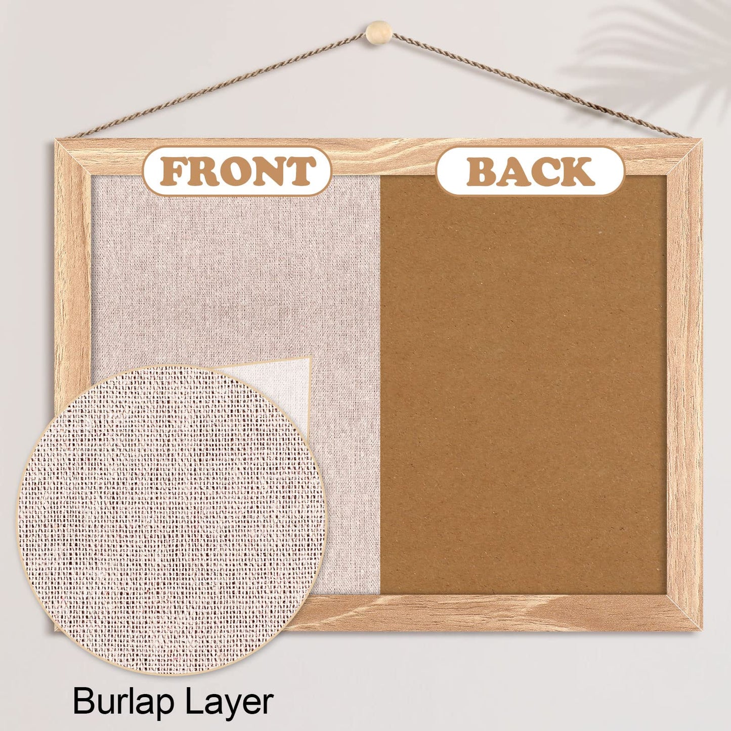 Teling 6 Pack Wood Bulletin Boards with Linen 12''x 16'' Cork Board for Walls with 60 Pushpin Decorative Wood Framed Display for Classroom School Office Bedroom (Brown)