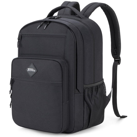 Tzowla School Backpack for Teen Girs and Boys,15.6 Inch Laptop Bookbag for 14-18 Teenage,Lightweight Students Backpacks for College/Campus/High Shool,Water Resistant Casual Daypack(Black)