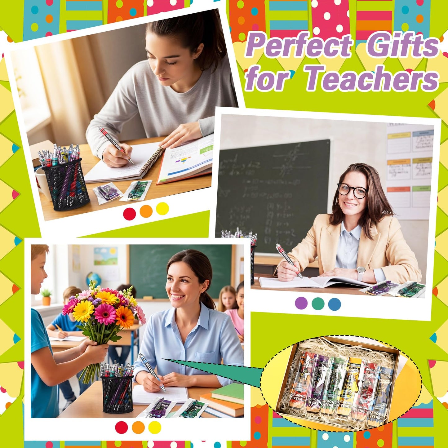Tenceur 30 Set Bulk Back to School Gifts for Students Crayon Themed Ballpoint Pens Keychains and Cards Set First Day of School Gifts Supplies for Teacher Classroom Rewards Party Favors