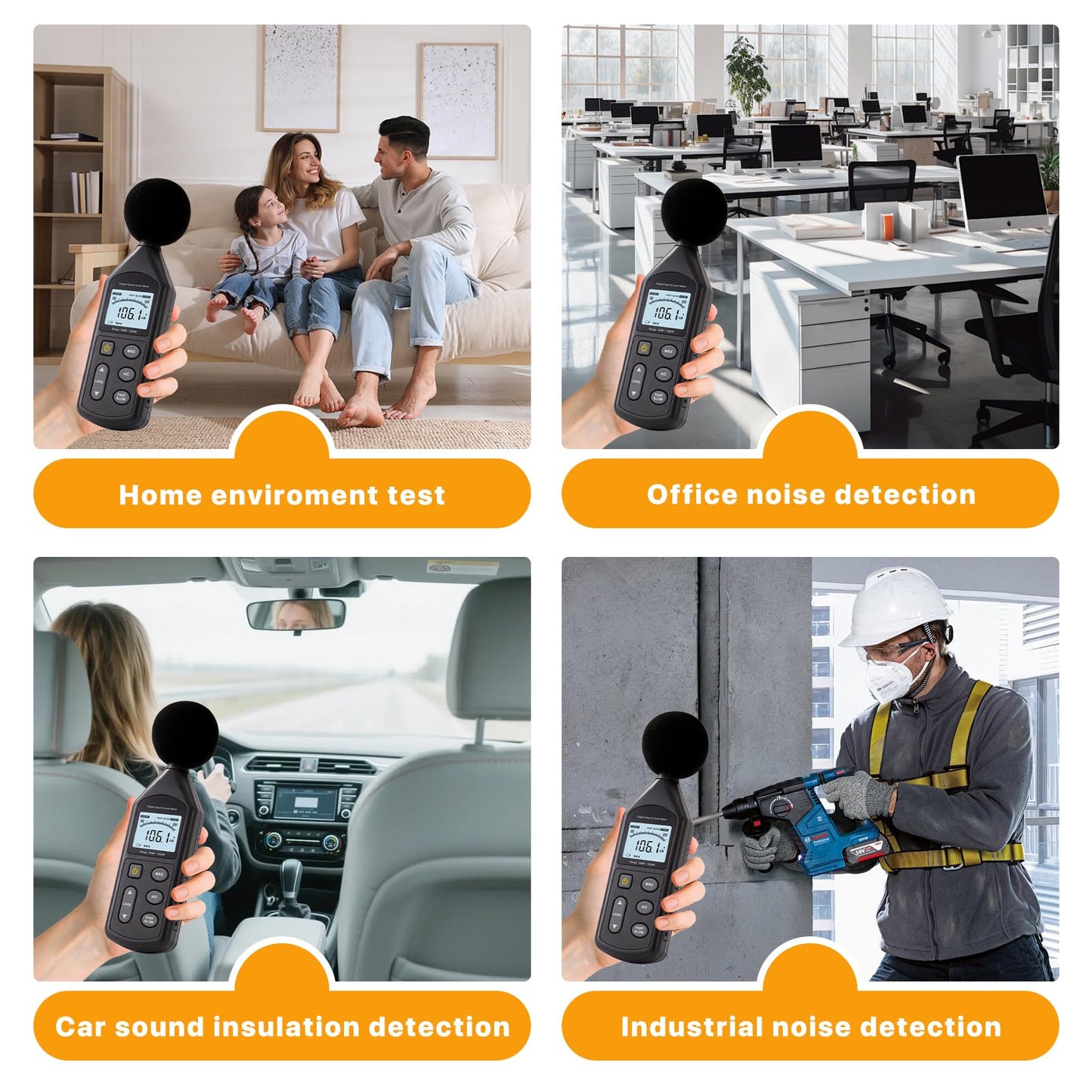 Digvliy DB-01 Decibel Meter, Professional Sound Decibel Meter with A/C Weighting, Fast/Slow Response, 30-130dB Range,for Home, Office, Factory, Noisy Neighbors