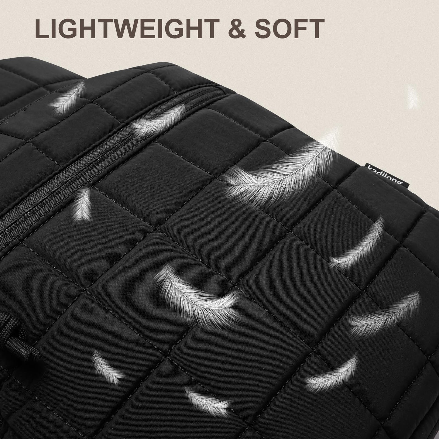 kadilong Laptop Backpack for Women College Travel,Quilted Daypack Bookbag for School Teen Girls Mochilas Mujer,Black