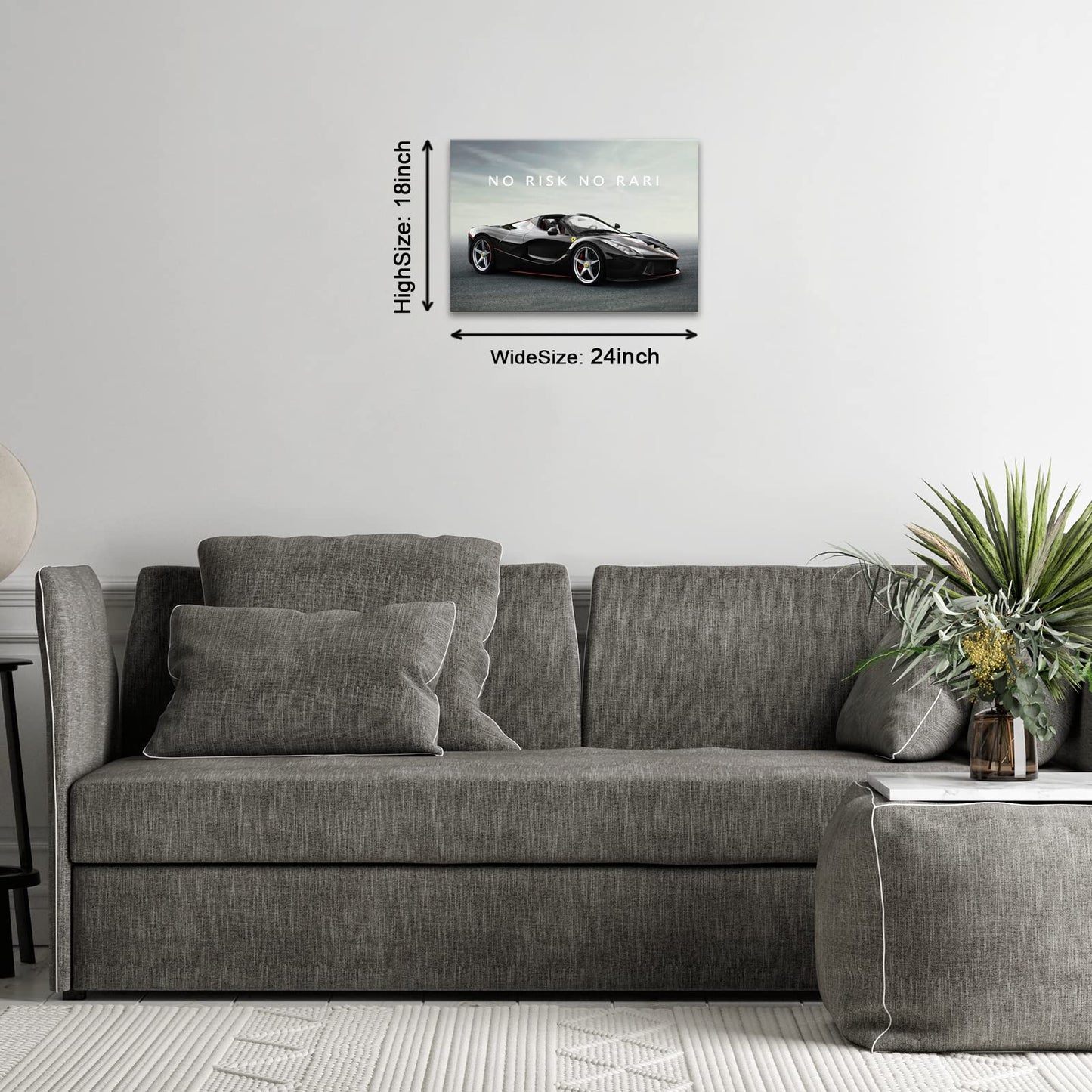 BWSPACE Canvas Wall Art No Risk No Rari Motivational Car Quotes Poster Canvas Painting Wall Art Decor For Living Room Bedroom Office Ready To Hang (Inspirational-1, 18x24 inches)