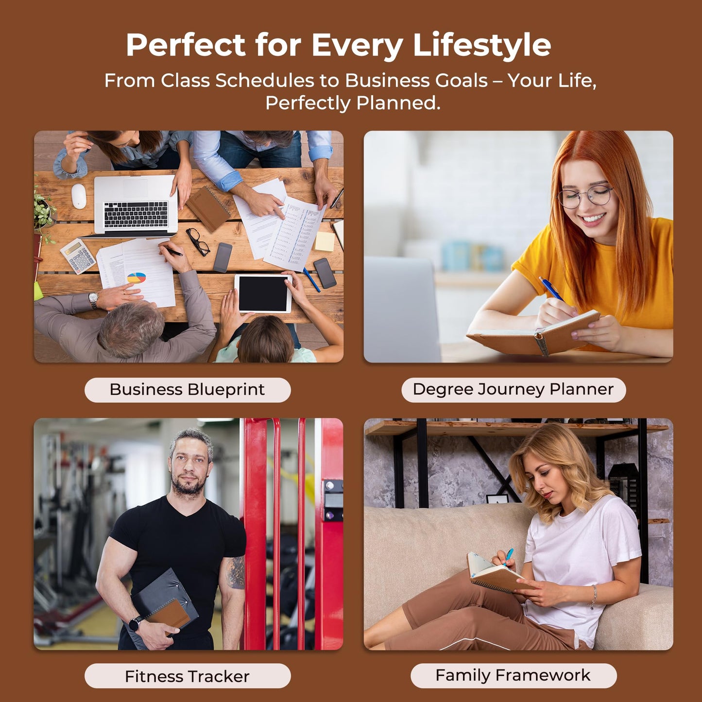 IN-LUXPRO Planner 2026-2027 Daily Weekly and Monthly,6.5"x3.75",18 Months Spiral Bound Calendar Agenda with Self-adhesive Pen Holder,2026 Academic Plan with Vegan Leather Soft Cover,Brown