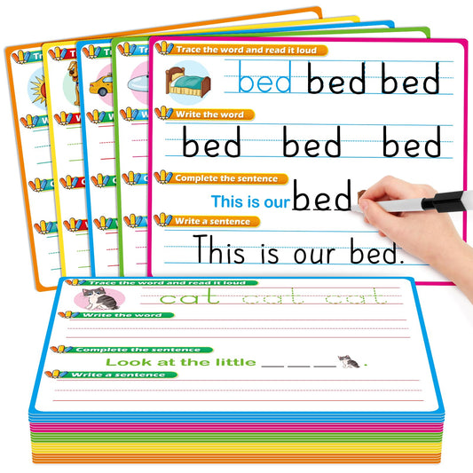 PraxiKidy CVC Word Games Sentence Building for Kids, Handwriting Practice Sight Words Writing Tracing Phonics Flash Cards, Pre k Preschool Kindergarten Learning Activities Homeschool Special Education
