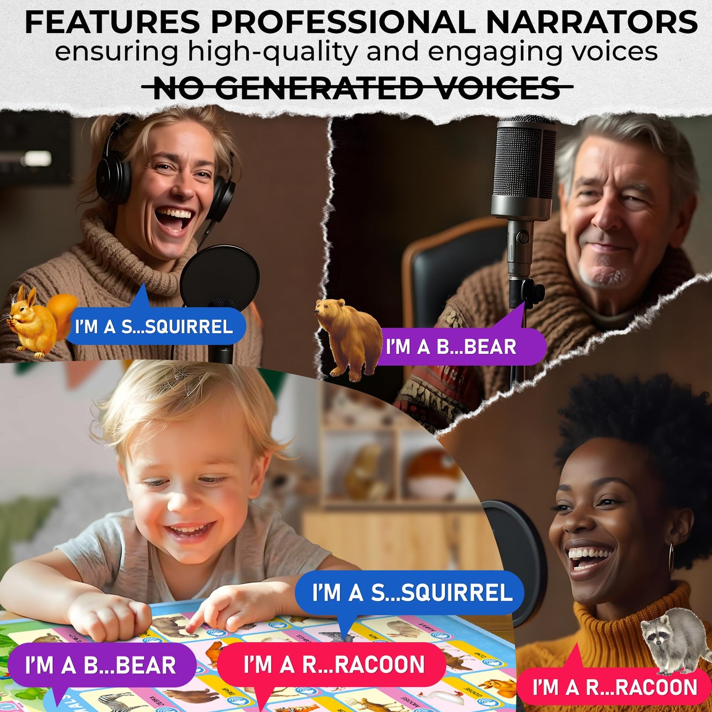 QUOKKA Educational Toys for Kids 5-7 Year Old - Set of 4 Vertical 4 Learning Wall Chart for Toddlers Age 3 4 6+ - Interactive Speech Therapy Poster Boy Girl - Autism Puzzle Game 8-10-12