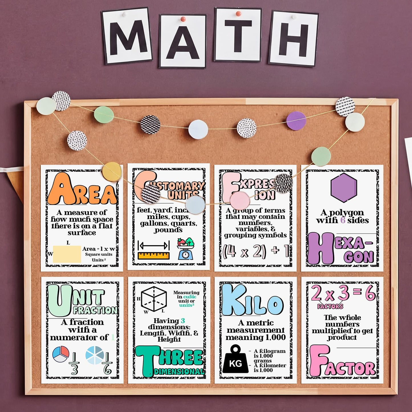 Eaasty 26 Pcs Composition Notebook Math Posters for Elementary School Retro Groovy Classroom Decor Math Alphabet Bulletin Board Classroom Decor for Elementary Teacher Must Haves(Composition Book)