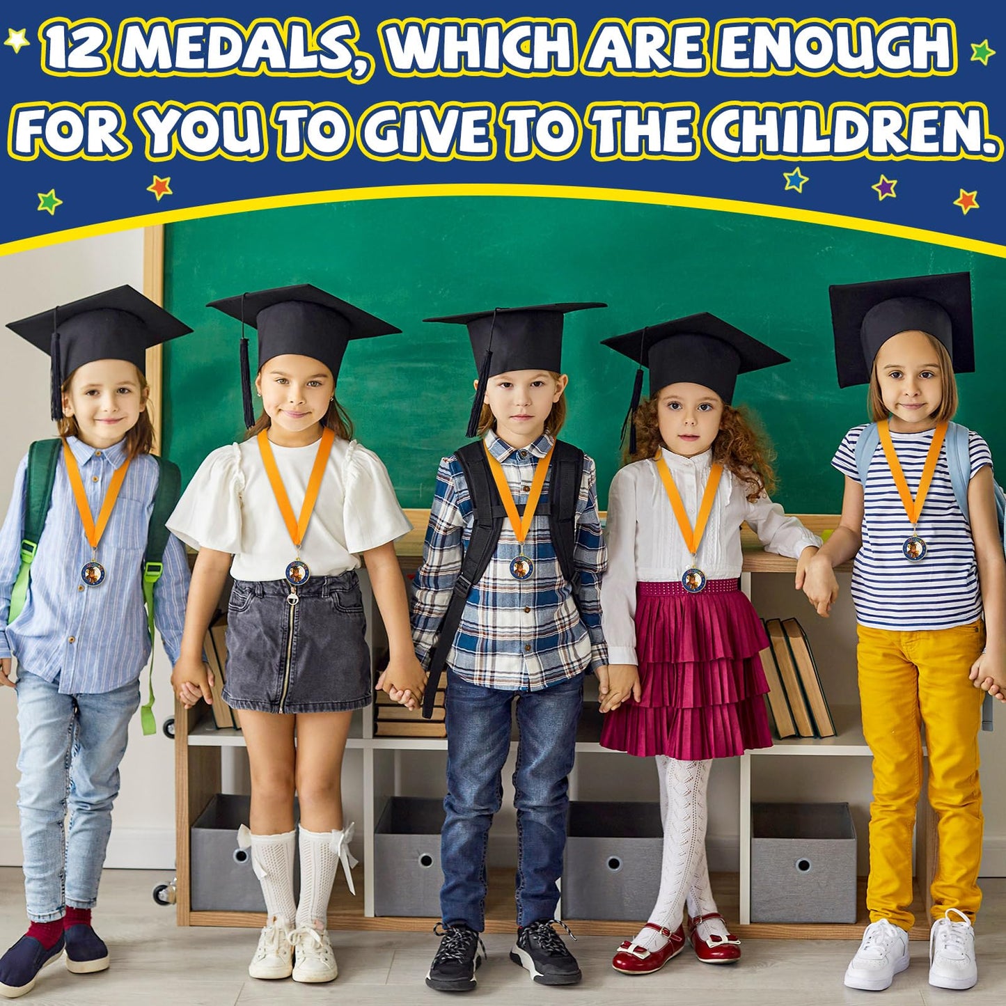 Misdary 12 Pcs Kindergarten Preschool Graduation Medal for Kids Bulk Graduating Award Medals with Neck Ribbon Graduation Gifts for Pre-k School Student Party Favor Supplies(Bear)