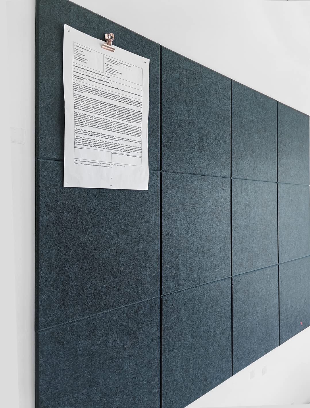 DECORITA Dark Green Bulletin Board | Large Cork Boards Alternative for Walls | Felt Cork Board for Office, Home & Classroom | Green Office Classroom Supplies | Felt Wall Tiles (12-Pack) | Emerald