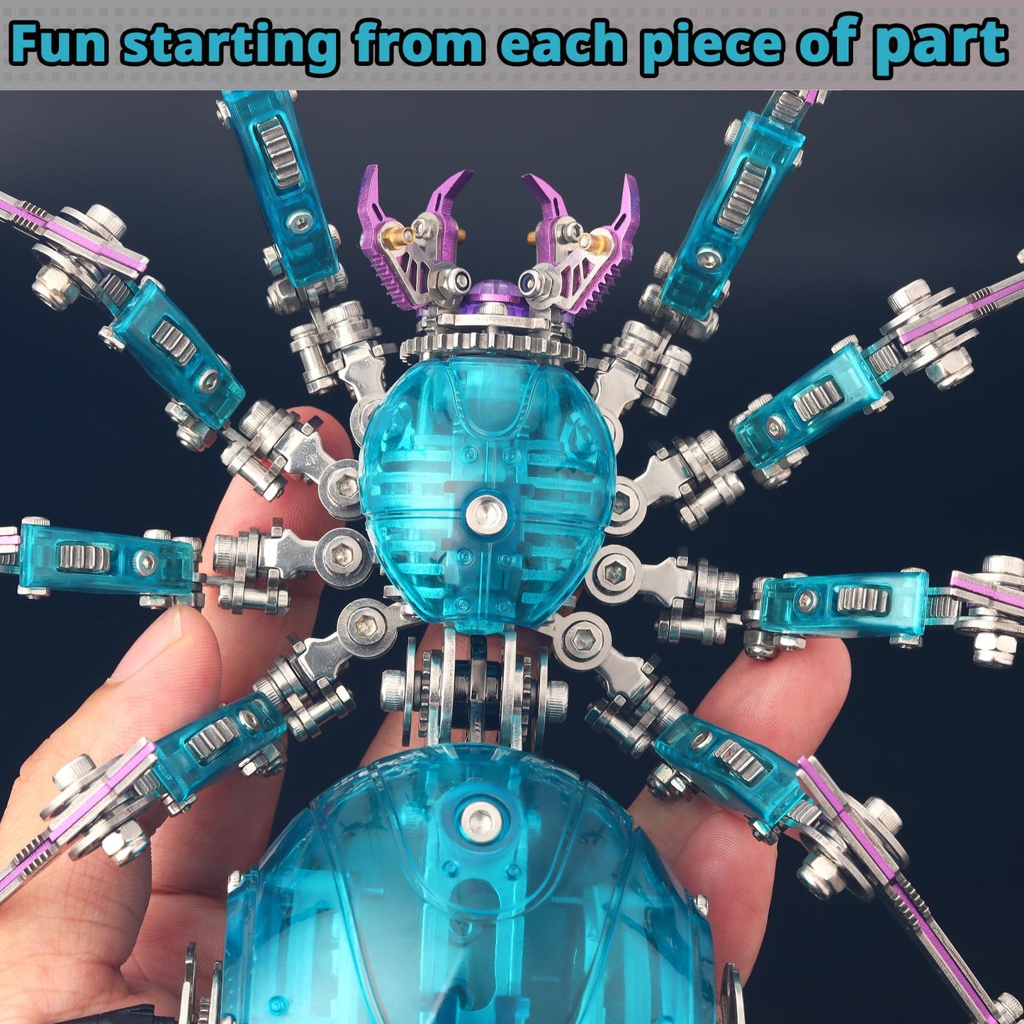YUEZUDPO 3D Metal Puzzles for Adults, Metal 3D Puzzle DIY 3D Spider 602 Pieces Mechanical Building Kit,3D Model Kits to Build for Birthday Christmas