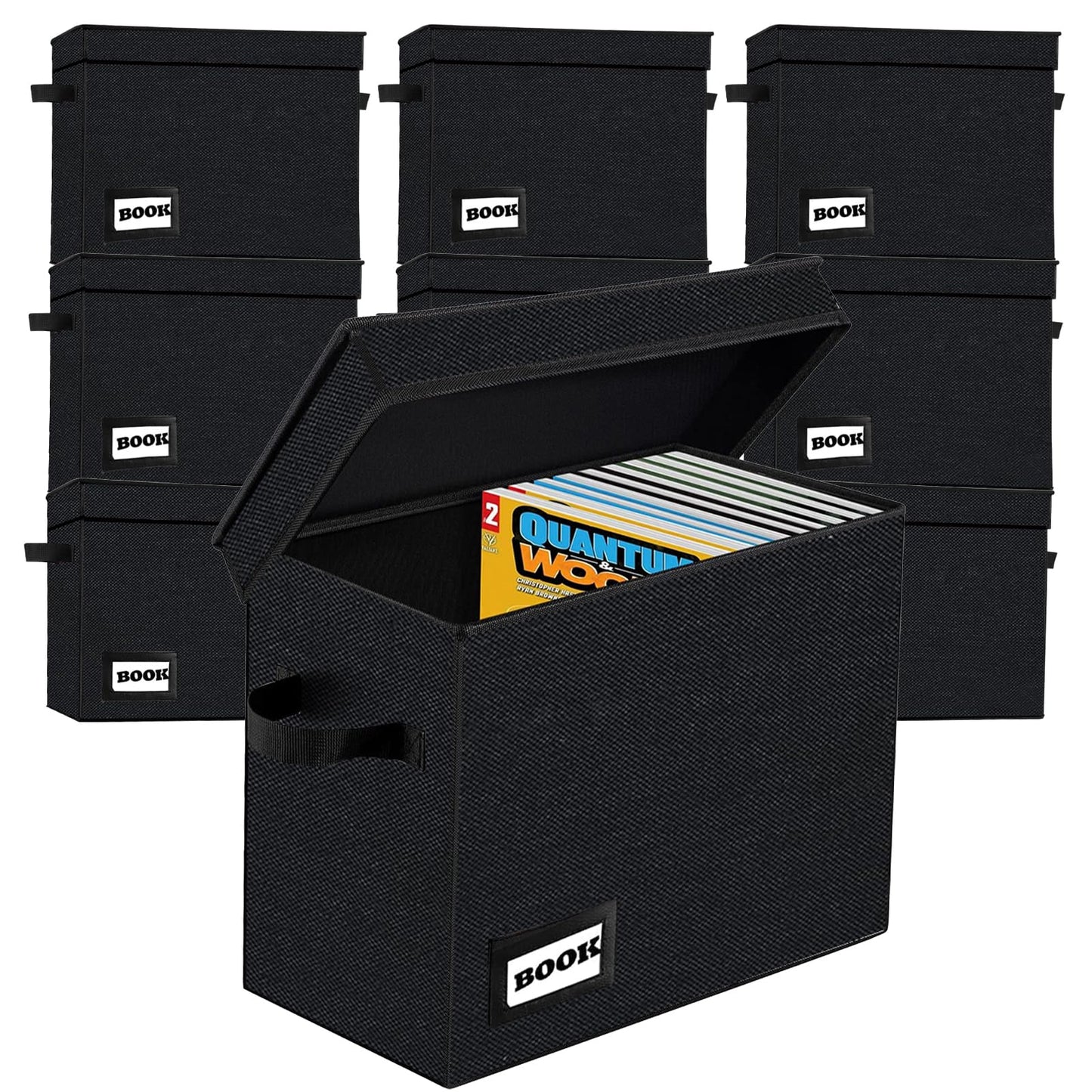 YNSZAS 10 Pack Collection Comic Book Storage Boxes, Protector Organizer 15.8" X 7.8" X 11.8" Collapsible Short Box Holds 160-180 Comic Book Heavy Duty Bin Container Holder Shelf