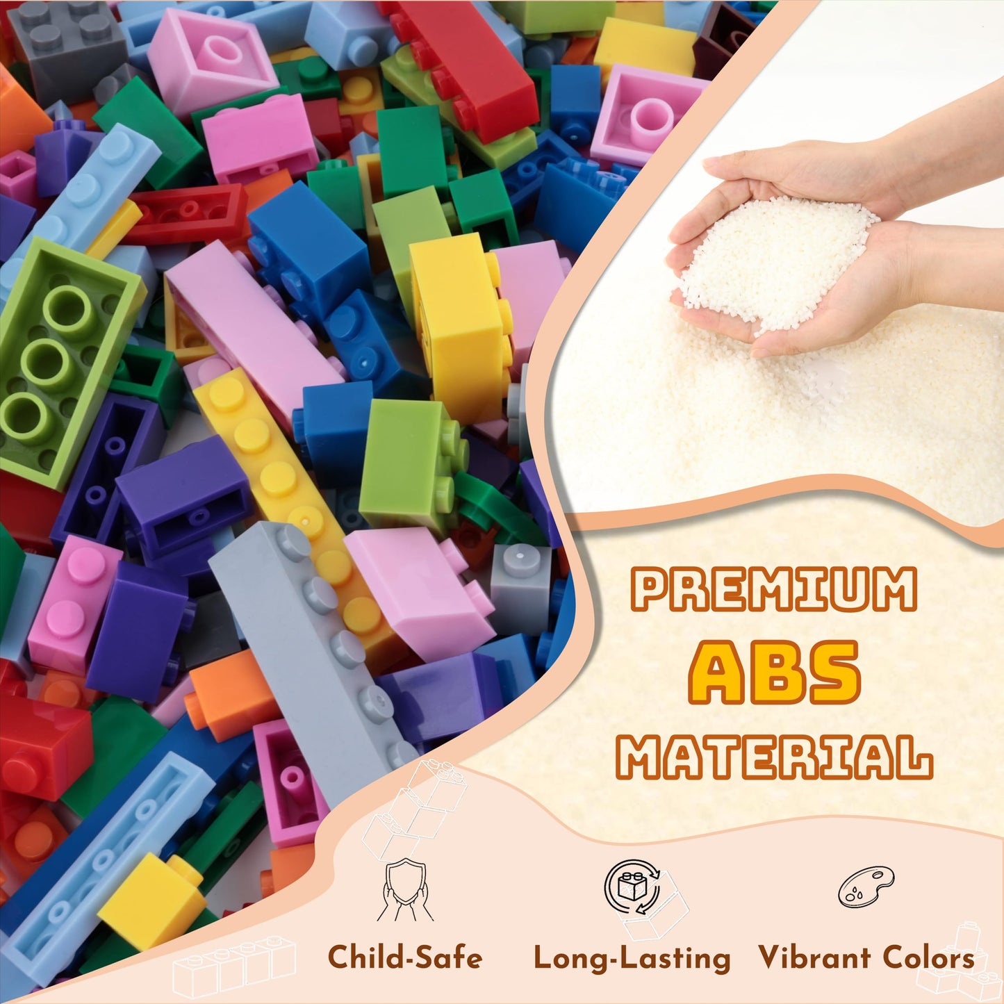 PUZSNAP 500 PCS Building Blocks Set, Compatible Construction Toys with 3 Base Plates (5" × 5") , Educational Creative Bricks for Kids, Ideal Gift, 15 Colors