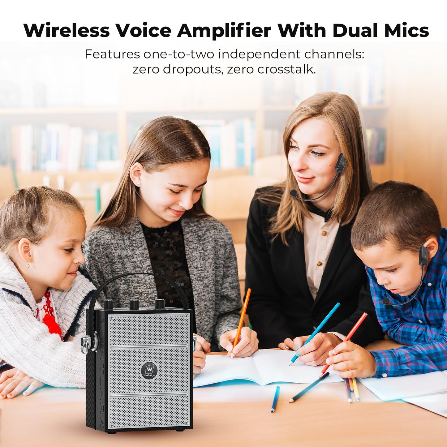 SANMIC 50W Voice Amplifier with 2 Mics,Microphone with Speaker, Portable Sound System with Microphone,Bluetooth Speaker Megaphone for Teachers, Classroom, Outdoor, Events -S98Plus