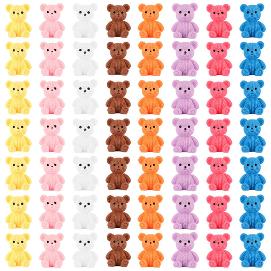 YFDFFSDCY 56 PCS Mini Resin Bears Cute Tiny Teddy Bear Figurines 8 Colors Small Counting Bears Miniature Resin Animals to Hide for Fairy Garden Home Office Desk Decorations